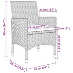 vidaXL Ensemble à manger de jardin coussins 3 Pièces Résine tressée Verre