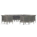 vidaXL Salon de jardin 11 Pièces avec coussins Gris Résine tressée