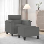 vidaXL Fauteuil avec repose-pied Gris foncé 60 cm Tissu microfibre