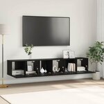 vidaXL Set de meuble TV Chêne noir Bois d'ingénierie Moyen Meuble TV