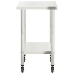 vidaXL Table de travail de cuisine avec roues 82 5x55x85 cm inox