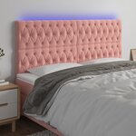 vidaXL Tête de lit à LED Rose 180x7x118/128 cm Velours