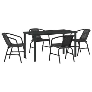 vidaXL Ensemble de salle à manger pour jardin 5 Pièces Noir Poly rotin