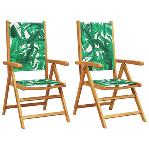 vidaXL Chaises de jardin lot de 2 motif de feuilles acacia et tissu