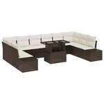 vidaXL Ensemble de canapé de jardin 11 Pièces Marron et crème