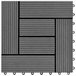 vidaXL Carreaux de terrasse 22 Pièces 30 x 30 cm 2 m² WPC Gris