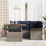 vidaXL Ensemble de canapé de jardin 5 Pièces gris et bleu marine