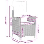 vidaXL Ensemble de Salle à Manger de Jardin 3 Pièces avec Coussins Beige Poly Rattan