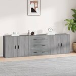 vidaXL Buffets 3 Pièces Sonoma gris Bois d'ingénierie