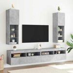 vidaXL Meubles TV avec lumières LED 2 Pièces gris béton 30 5x30x102 cm
