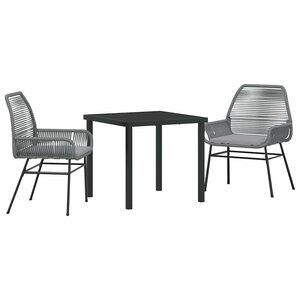 vidaXL Ensemble de salle à manger pour jardin 3 Pièces Gris polyrotin
