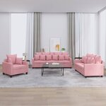 vidaXL Ensemble de canapés 3 Pièces avec coussins Rose Velours