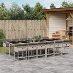vidaXL Ensemble à manger de jardin et coussins 13 Pièces gris clair rotin