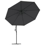 vidaXL Parasol de jardin en porte-à-faux avec lumières LED noir 350 cm