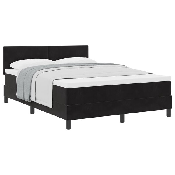 Lit Box Spring vidaXL avec Matelas Noir 140x200 cm Velours
