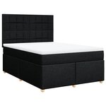 vidaXL Sommier à lattes de lit avec matelas Noir 140x200 cm Tissu