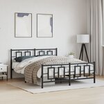 vidaXL Cadre de lit métal sans matelas avec pied de lit noir 150x200cm