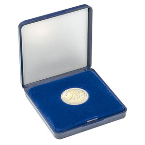 Écrin monnaie avec plateau velours bleu pour pièces de 18 à 50 mm. Diamètre intérieur - 26 mm
