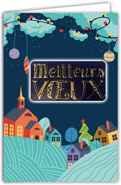 Lot 10 cartes avec enveloppe - meilleurs vœux collage texte en or doré en relief