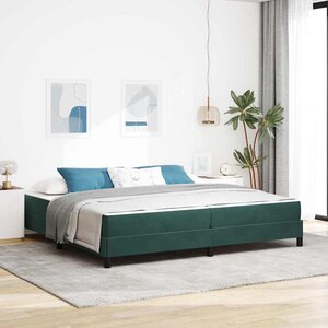 vidaXL Lit à ressorts avec matelas Vert foncé 200 x 210 cm tissu