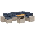 vidaXL Salon de jardin 9 Pièces avec coussins gris résine tressée