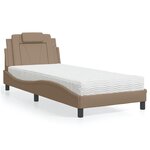 vidaXL Lit avec matelas cappuccino 90x190 cm similicuir