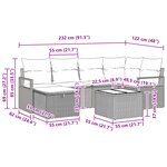 Ensemble de Canapés de Jardin de 7 Pièces avec Coussins en Poly Rattan Noir