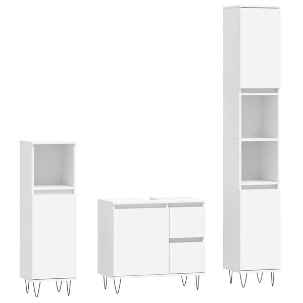 vidaXL Ensemble de meubles salle de bain 3 Pièces blanc bois d'ingénierie