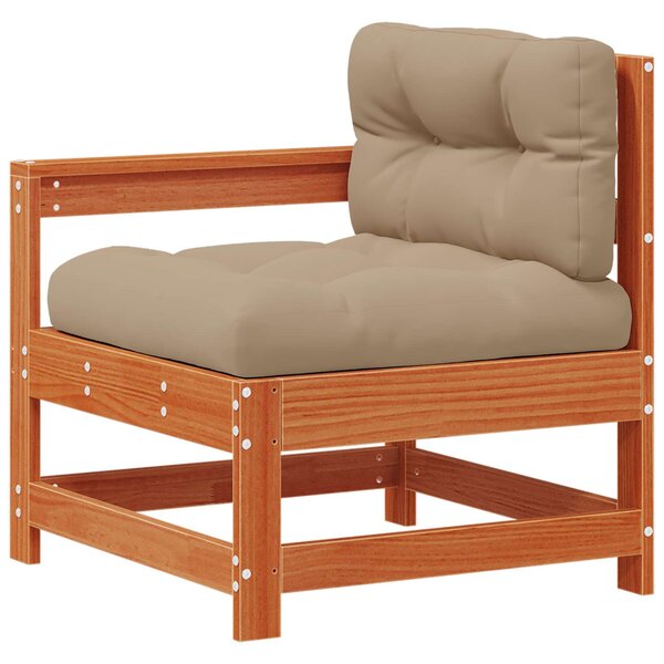 vidaXL Canapé d'angle de jardin Bois de pin massif Brun cire