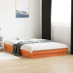 vidaXL Cadre de lit à LED cire marron 140x190 cm bois de pin massif