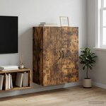 vidaXL Armoire Murale 66 x 34 5 x 90 cm Bois d'ingénierie Chêne fumé