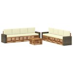 vidaXL Ensemble de canapés d'extérieur 9 pc Naturel et Crème