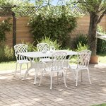 vidaXL Ensemble de salle à manger de jardin 5 pièces en aluminium coulé blanc
