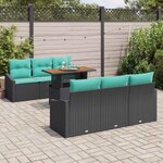vidaXL Ensemble de salle à manger pour jardin 7 Pièces Noir et Sarcelle