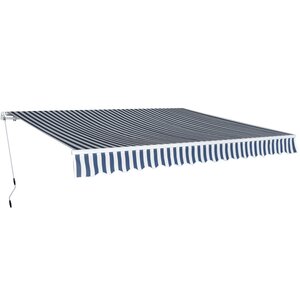 vidaXL Auvent pliable manuel 400 cm Bleu/blanc