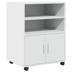 vidaXL Armoire à roulettes blanc 60x48x81 cm bois d’ingénierie