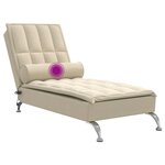 vidaXL Chaise longue de massage avec traversin crème tissu