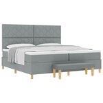 vidaXL Lit à ressorts avec matelas Gris clair 200 x 200 cm tissu
