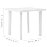 vidaXL Table de jardin Blanc 80x75x72 cm Plastique