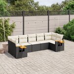 vidaXL Salon de jardin 7 Pièces avec coussins noir résine tressée