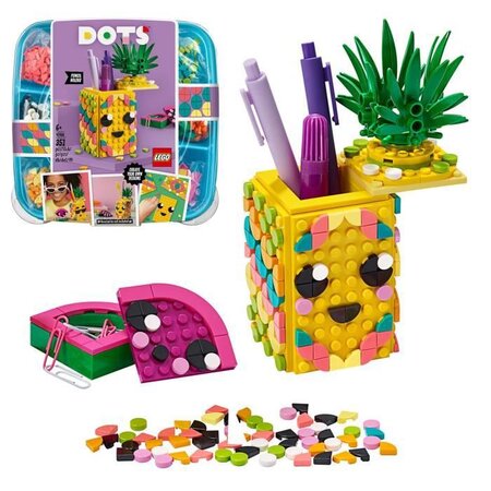 Lego dots 41906 le pot a crayons ananas  activité manuelle  accessoires de bureau  loisirs créatifs et bricolage pour enfant