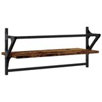 vidaXL Étagères murales avec barres 2 Pièces chêne fumé 65x25x30 cm
