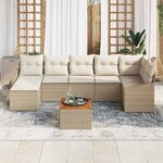 vidaXL Ensemble de canapé de jardin 8 Pièces Beige Poly rotin