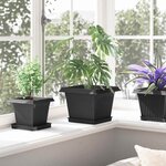 vidaXL Plateau carré à fleurs 6 Pièces Noir 18 x 18 x 2 cm Plastique