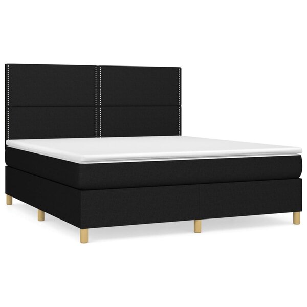 vidaXL Sommier à lattes de lit avec matelas Noir 180x200 cm Tissu