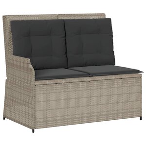 vidaXL Banc inclinable de jardin et coussins gris clair résine tressée