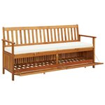 vidaXL Banc de rangement avec coussin 170 cm Bois d'acacia solide