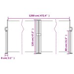 vidaXL Auvent latéral rétractable crème 120x1200 cm