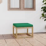 vidaXL Repose-pied de jardin avec coussin bois imprégné de vert