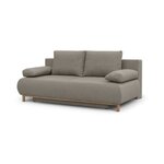 Banquette convertible 3 places MIKA - Tissu beige - Coffre de rangement - 192 x 84 x 93 cm
